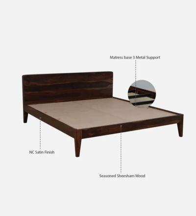 Classic Double Home Bed with Carved Wooden Headboard and Simple Leg Design - Image 8