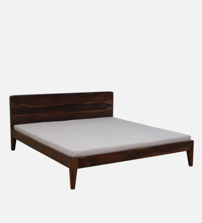 Classic Double Home Bed with Carved Wooden Headboard and Simple Leg Design - Image 6