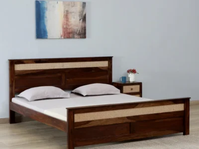 Sheesham wood bed online without storage by Sarve Furniture – premium solid wood bed for elegant bedrooms