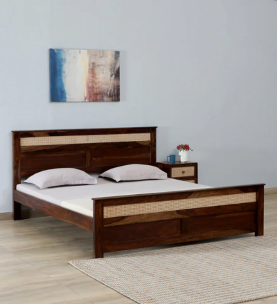 Sheesham wood bed online without storage by Sarve Furniture – premium solid wood bed for elegant bedrooms