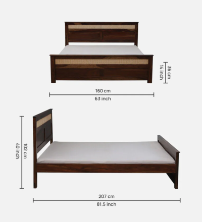 Sheesham Wood Bed Online Without Storage By Sarve Furniture - Image 3