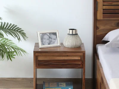 Nestlin Sheesham Wood Bedside Table with Drawer by Sarve Furniture