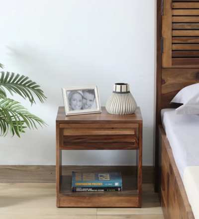 Nestlin Sheesham Wood Bedside Table with Drawer by Sarve Furniture