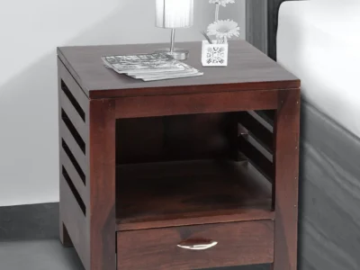 Elegant Wooden Bedroom Nightstand with Soft-Close Drawers and Functional Open Bottom Shelf