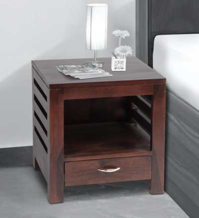 Elegant Wooden Bedroom Nightstand with Soft-Close Drawers and Functional Open Bottom Shelf
