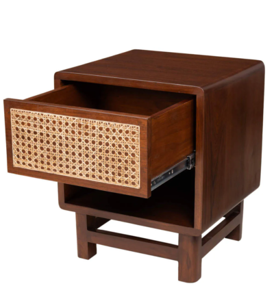 Solid Wood Nightstand with Two Drawers and Open Bottom Storage Shelf - Image 5