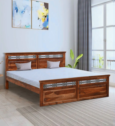 Designer solid wood bed Solid wood bed for stylish bedroom Sarve Furniture designer bed Stylish wooden bed for room settings Premium solid wood bed