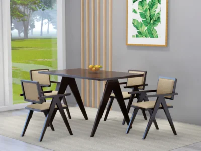 Sturdy Dining Table Set with Four Chairs Perfect for Large Families