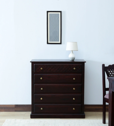 Antique Chest of Drawers with Smooth Finish and Brass Knob Pulls Online