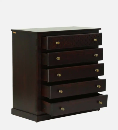 Antique Chest of Drawers with Smooth Finish and Brass Knob Pulls Online - Image 5