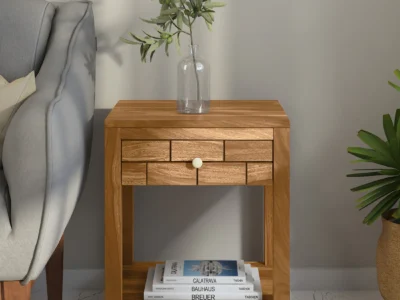 Eclipse Bedside Table Sheesham Wood by Sarve Furniture - Solid Wood Nightstand with Storage Drawers for Bedroom