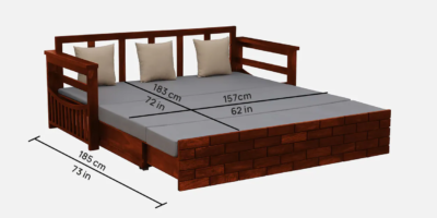Convertible Sofa Cum Bed with Sturdy Frame and Soft Fabric Upholstery - Image 4