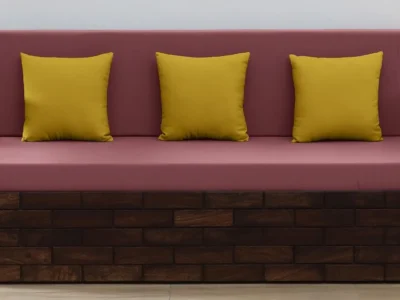 Modern sofa cum bed with storage and cushions for small spaces and guests