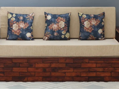 Compact sofa bed with removable back cushions for bedroom and lounge use