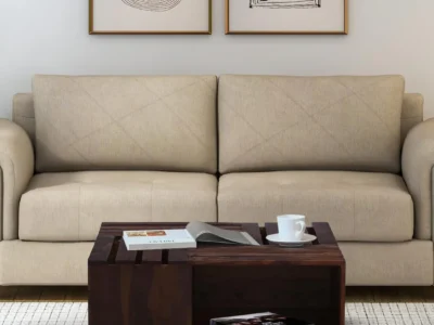 Sheesham wood coffee table with lift-top storage and durable build