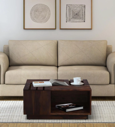 Sheesham wood coffee table with lift-top storage and durable build