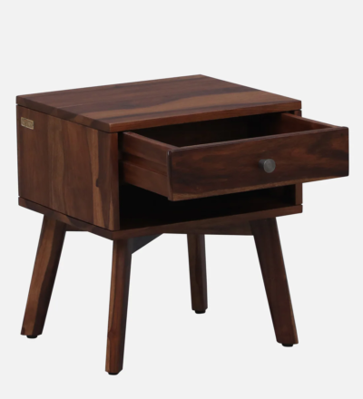 Elegant Bedside Table Bedroom in Sheesham Wood with Dual Storage Drawers - Image 4