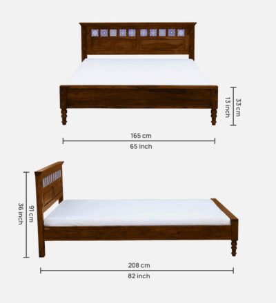 Durable Sheesham Wood Bed WIthout Storage By Sarve Furniture - Image 3