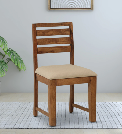 Strong wooden dining chair for adults with supportive backrest and natural wood texture.