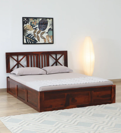 Contemporary Sheesham Wood Bed with Box Storage by Sarve Furniture