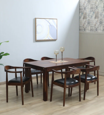 Polished Sheesham Dining Set with Comfortable High Backrest Seating