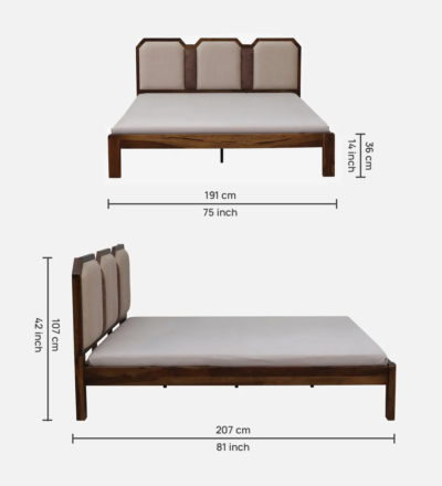 Pure Solid Wood Bed With Gaddi Headboard By Sarve Furniture - Image 3