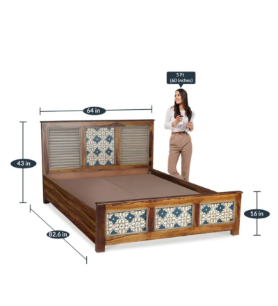 Silven Sheesham Wood Bed with Hydraulic Storage By Sarve Furniture - Image 3