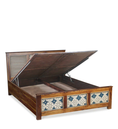 Silven Sheesham Wood Bed with Hydraulic Storage By Sarve Furniture - Image 8