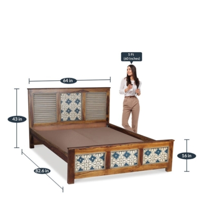 Boho Sheesham Wood Bed Without Storage By Sarve Furniture - Image 3
