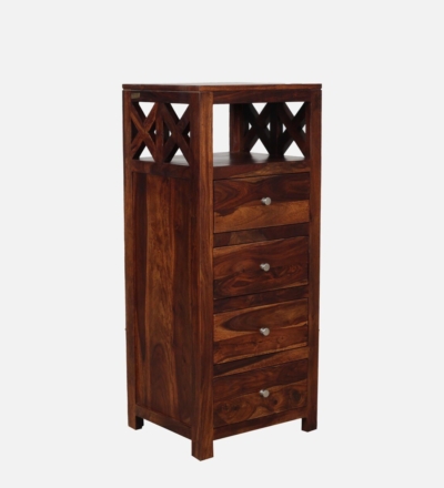 Handcrafted Chest of Drawers Sheesham with Polished Top and Storage Units - Image 4