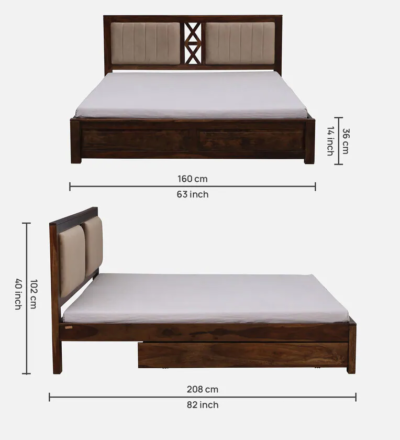 LuxeCraft Sheesham Wood Bed with Drawer Storage By Sarve Furniture - Image 3