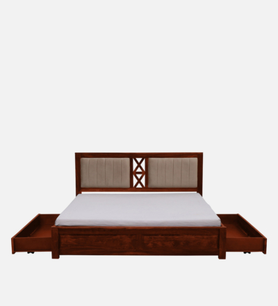 Lumera Upholstered Bed Sheesham Wood with Drawer Storage By Sarve Furniture - Image 6