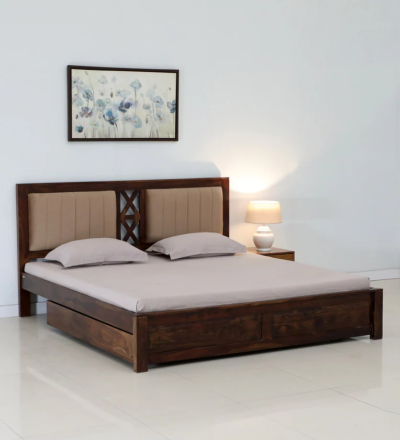 LuxeCraft Sheesham Wood Bed with Drawer Storage by Sarve Furniture, featuring premium wood craftsmanship and practical storage drawers.