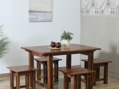 Traditional Wooden Dining Set with 4 Stools and Rectangular Table By Sarve Furniture