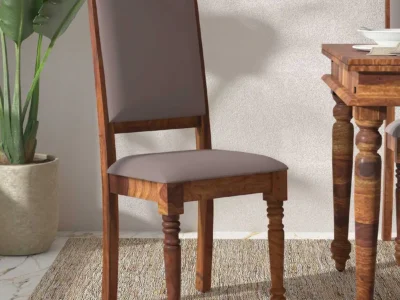 Vouis Sheesham Wood Dining Chair In Honey Oak Finish (Set Of 2)