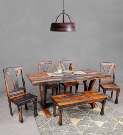 Sheesham Dining Set Online 6 Seater Dining Set with Bench By Sarve Furniture