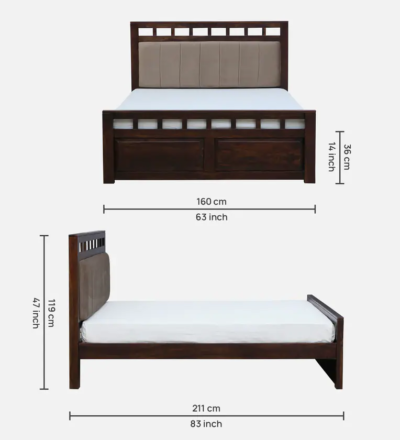 Bedroom Sheesham Wood Bed Without Storage By Sarve Furniture - Image 3
