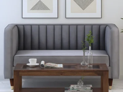 Square Coffee Table with Glass Wooden Top and Contemporary Base Design