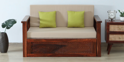 Modular sofa cum bed with extendable seat and drawer storage