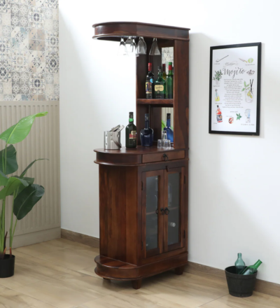 Bar Furniture with Wine Bottle Display and Glass Hanging Rack By Sarve Furniture - Image 2