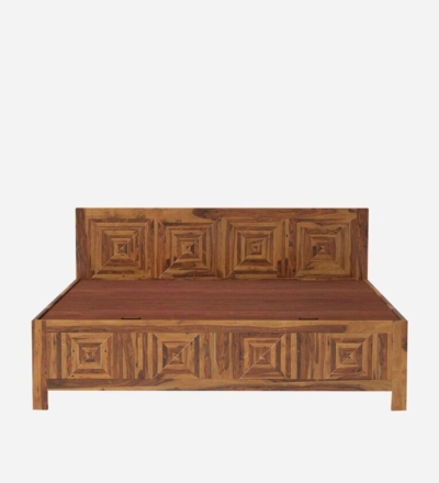 Maple Sheesham Wood Bed Light Honey Finish with Hydraulic Storage By Sarve Furniture - Image 6