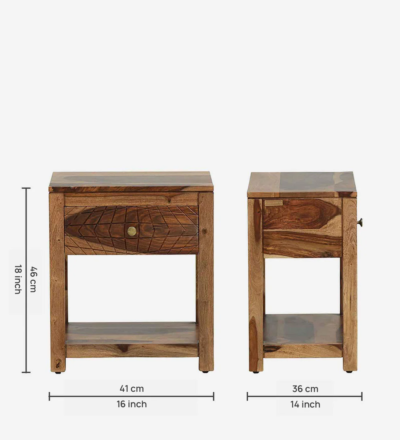 Minimalist Sheesham Nightstand with Soft-Close Drawers and Open Storage Compartment - Image 3