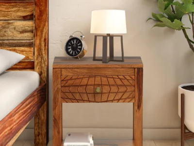 Compact Nightstand Wooden with Spacious Drawers and Bottom Open Shelf Storage