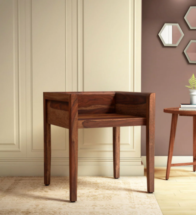 Comfortable Wooden Dining Chair with Upholstered Seat and Armless Design