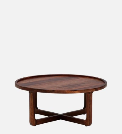 Elegant Wooden Coffee Table with Storage Basket and Polished Surface - Image 4