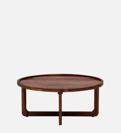 Elegant Wooden Coffee Table with Storage Basket and Polished Surface - Image 5