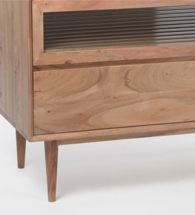 Wide Wooden Drawer Cabinet with Two Compartments and Antique Style Finish - Image 6