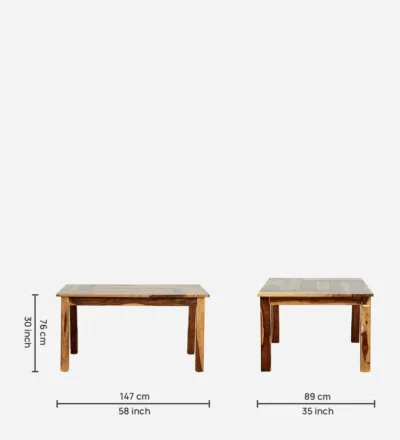 Dining Set with Bench and Four Wooden Chairs in Premium Sheesham Wood - Image 4