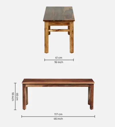 Dining Set with Bench and Four Wooden Chairs in Premium Sheesham Wood - Image 10