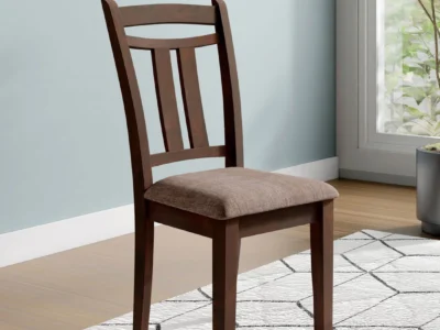 Contemporary Wooden Dining Chair for Table with Padded Cushion and Polish